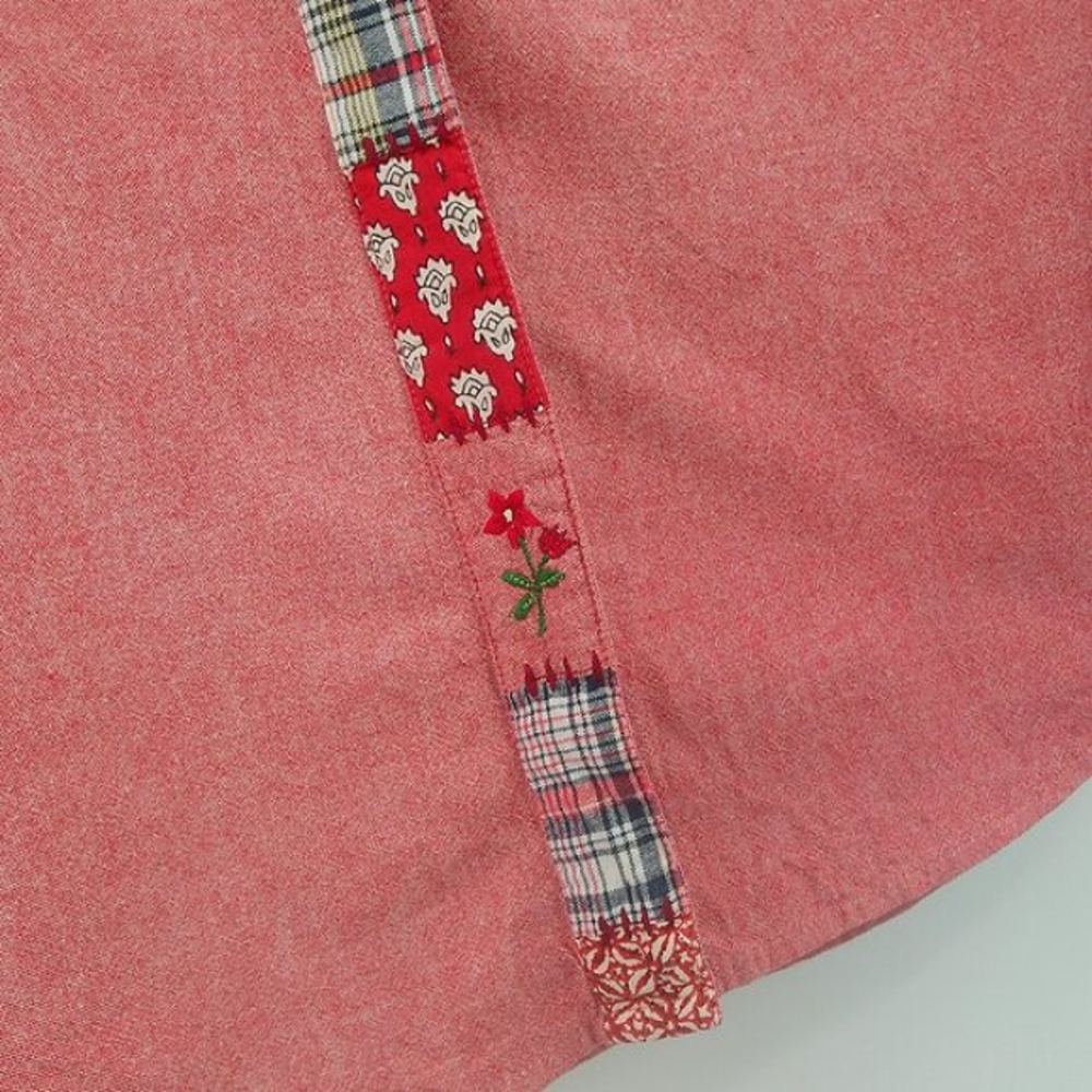 Vintage Casey & Max Button Up Shirt Women's S Red Chambray Embroidered Patchwork - Picture 3 of 11